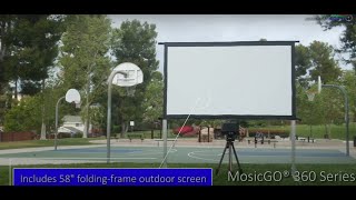 MosicGO® 360 All Season Outdoor Indoor UST Projector/EDGE FREE® Fixed Frame Screens CineWhite UHD-B