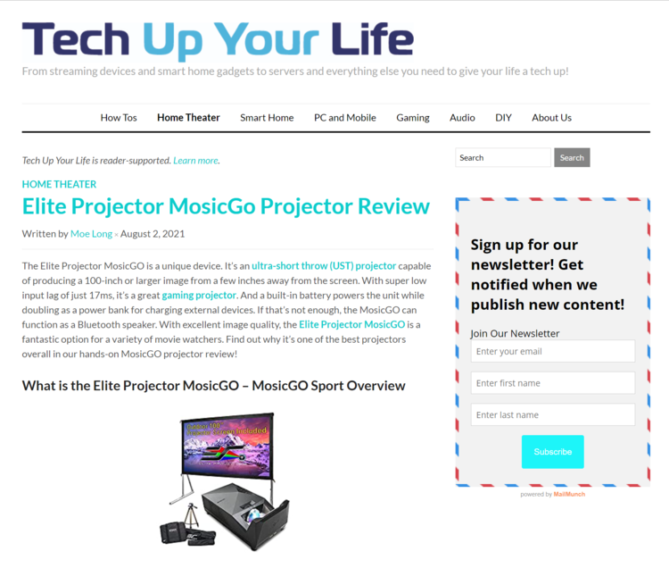 Tech Up Your Life Reviews EliteProjector’s MosicGO Projector System